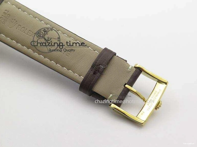 On YG A2824 Leather Brown Dial Date Cellini Strap Numeral White 0318